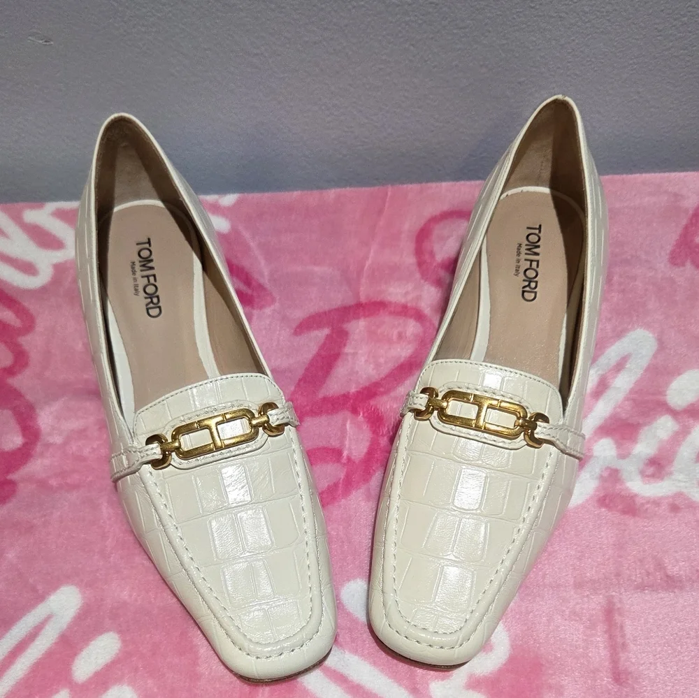 Women's Tom Ford Whitney Crocodile Chain Loafer, Size 37.5 NWOB - Picture 3 of 11